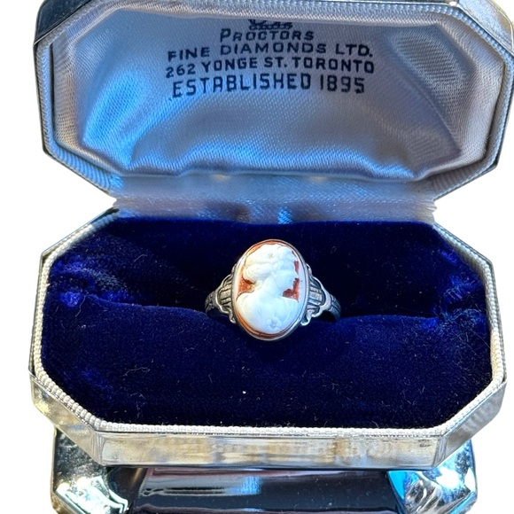 Stunning antique steriing silver carved shell cameo ring sz 5 - Picture 2 of 5